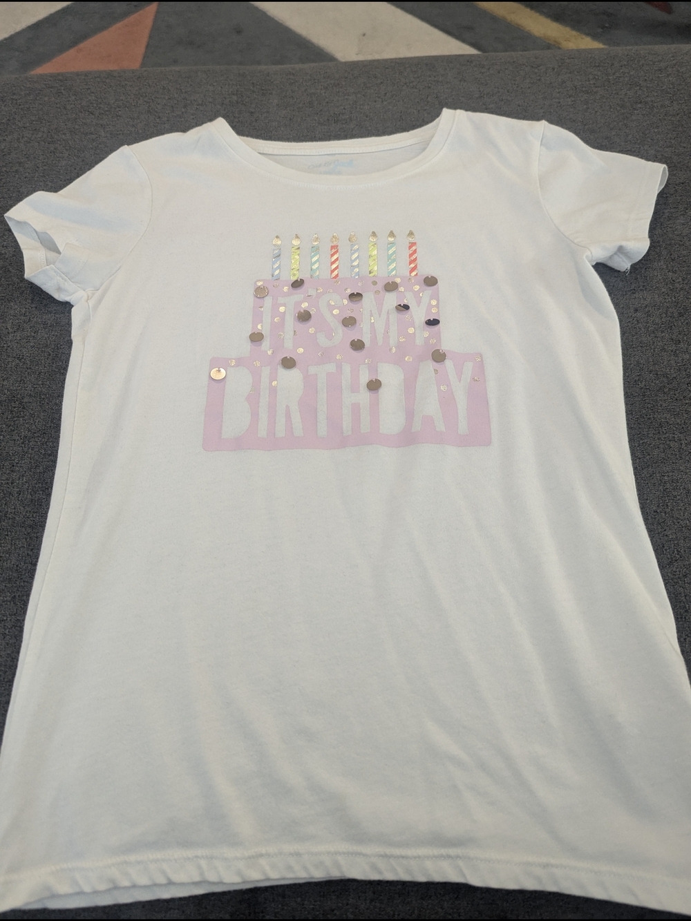 Cat & Jack White Short-Sleeve "It's My Birthday" Tee with Pink Graphic